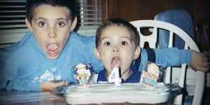 Jona with his brother on his fourth birthday.