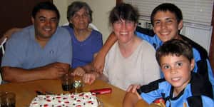 Jona and his family at a birthday party.