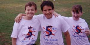 Jona with his friends Stephen Budd and Janice Clements at the Fifth Grade Frenzy.